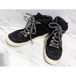 Marc Fisher Women's Black Suede Faux Fur High Top Ankle Sneaker Shoes Size 8